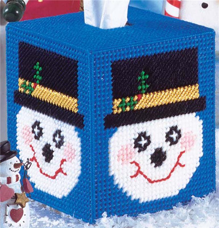 "Snowman Tissue Cover" Plastic Canvas Pattern