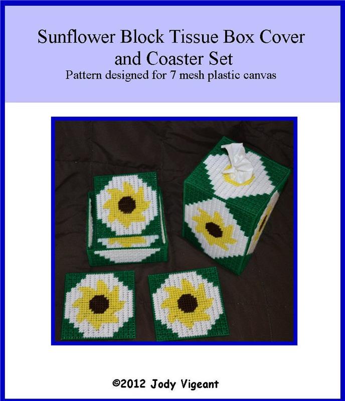 Sunflower Block Tissue Box Cover And Coaster Set