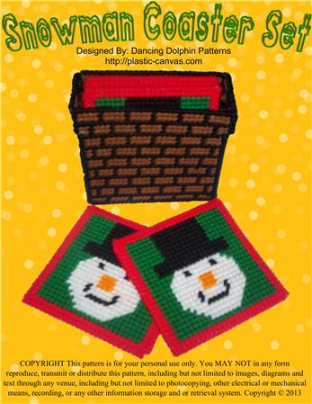 Snowman Coaster Set-plastic Canvas Pattern-pdf Download 