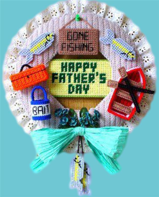 Father's Day Wreath  Plastic Canvas Pattern