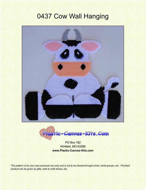 Cow Wall Hanging Plastic Canvas Pattern