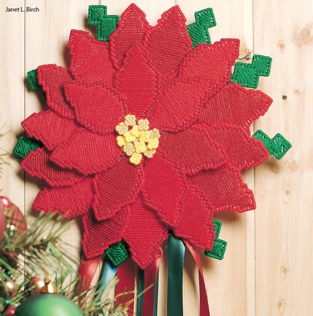 "Poinsettia Door Decor" Plastic Canvas Pattern