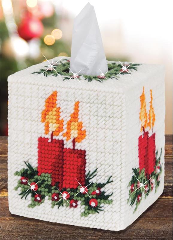 Mary Maxim Tree Tissue Box Plastic Canvas Kit 5 7 Count