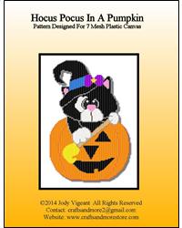 "Hocus Pocus In A Pumpkin" | Plastic Canvas Pattern