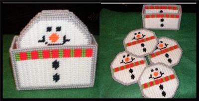 Round Snowman Coaster Set