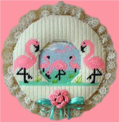 Flamingo Dance Wreath  Plastic Canvas Pattern